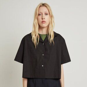 Acne Studios Lelija Pop Cropped Shirt – Black, Size 32